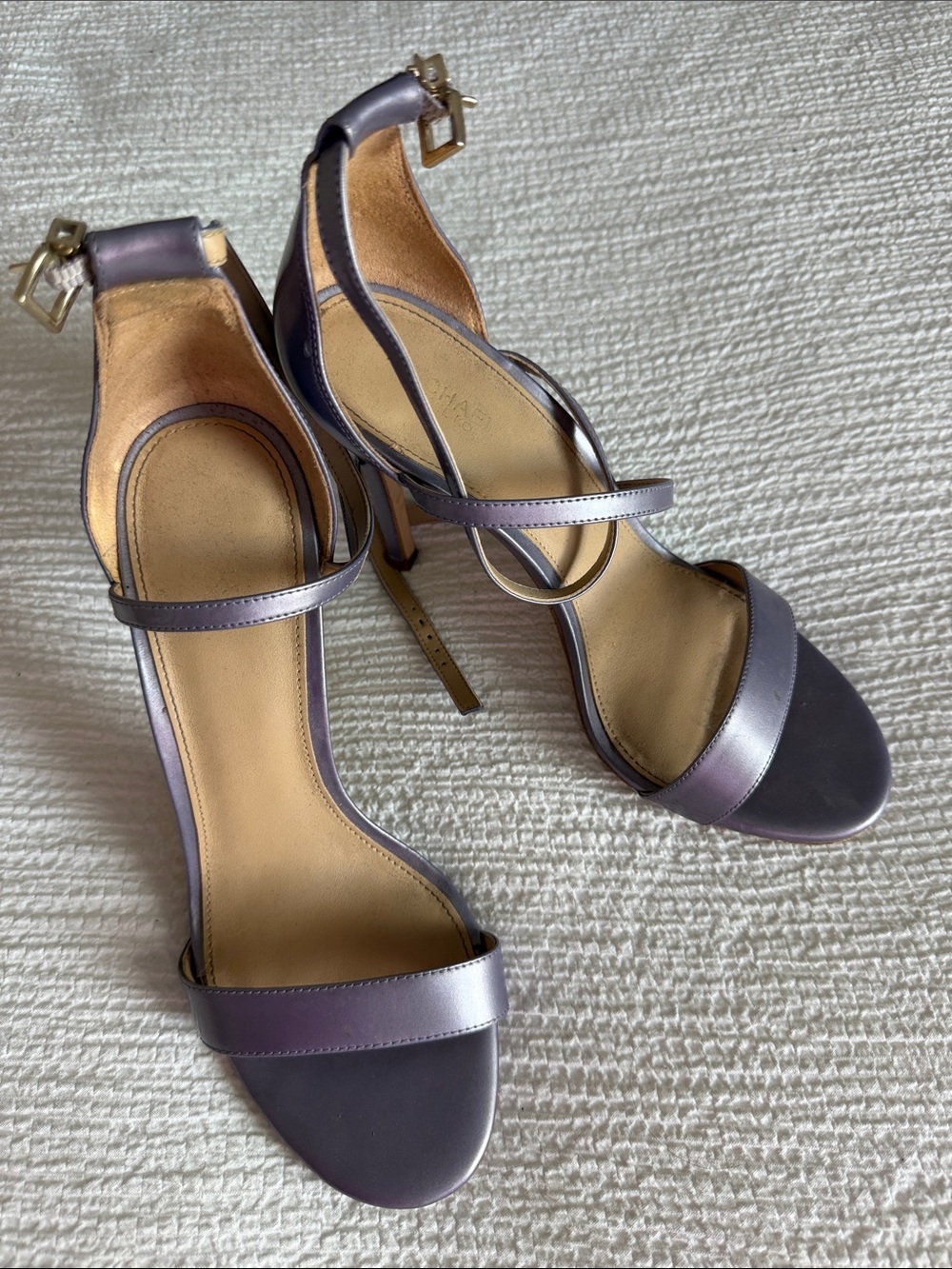 MICHAEL Michael Kors Metallic Lavender Strappy Stiletto Sandals